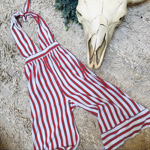 Urban outfitters: plunging halter jumpsuit stripes - Picture 3 of 8